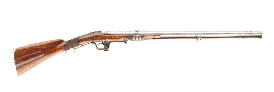 Bössa med flintlås, ändrat till slaglås med underhammarkonstruktion - Livrustkammaren - 96716