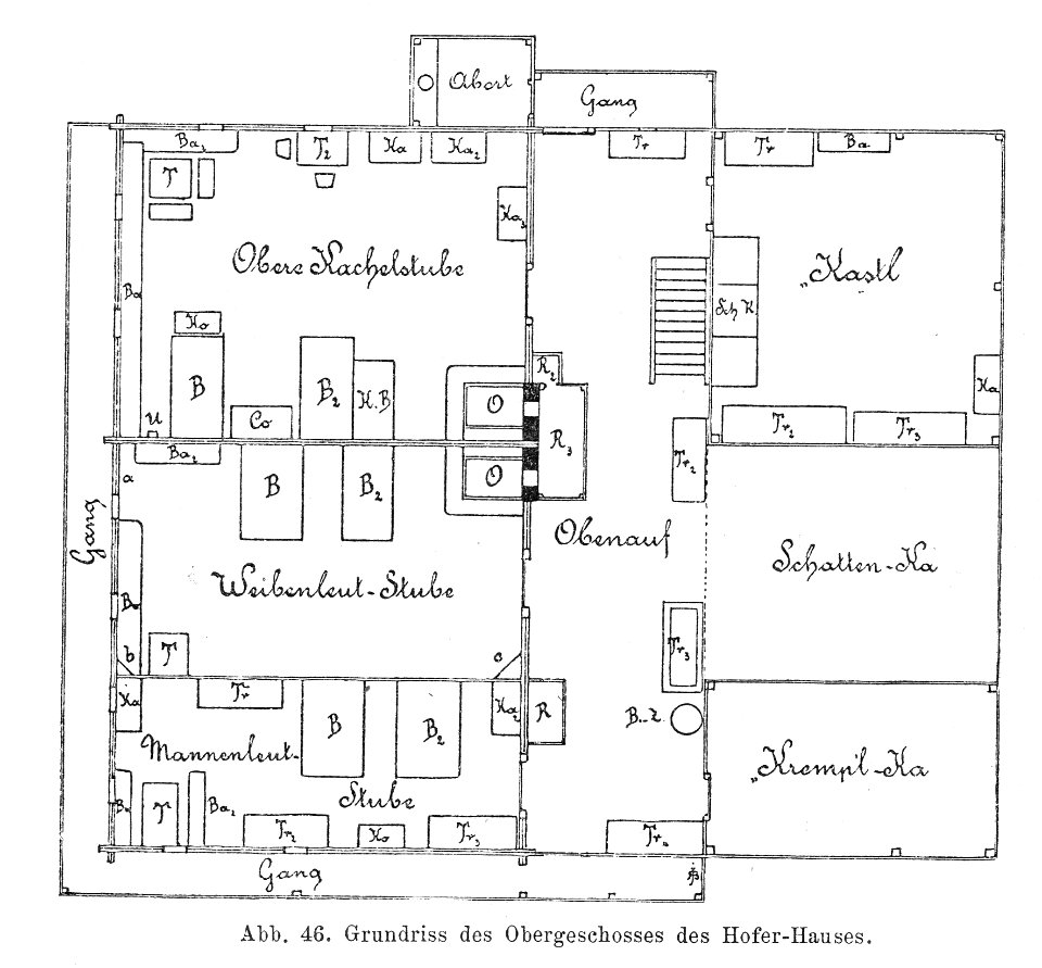 Bünker 1902 S 070 sw Hofer Haus Treffling Obergeschoss Grundriss