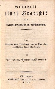 C T G Schönemann Grundriß einer Statistik des Teutschen Religions- und Kirchenwesens