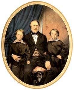 C Helvig & R Pfähler - Vater mit Söhnen und Hund - Salzpapier, ca1860 (PhS101)