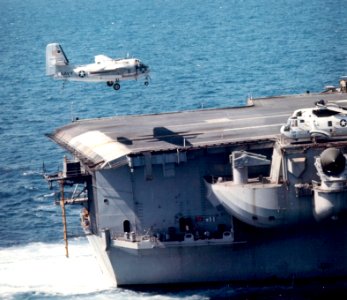 C-1A approaching USS Constellation (CVA-64) c1974