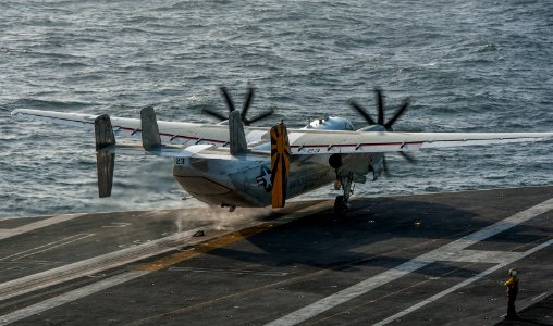 C-2A Greyhound launches from USS Carl Vinson 141104-N-TP834-016