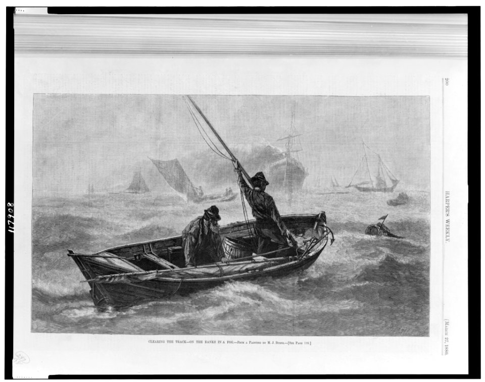 Clearing the track - on the banks in a fog - from a painting by M.J. Burns. LCCN97512315