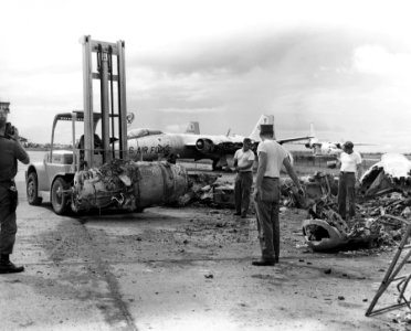 Clearing wreckage of B-57 at Bien Hoa