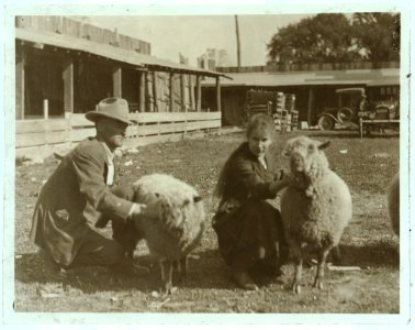 Clementine Miller (and her parents) with her sheep exhibit at the 4 H Club Fair, Charleston, W. Va. LOC nclc.04433
