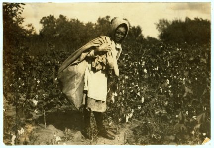 Cleo Campbell, 9 years old, picks 75 to 100 pounds of cotton a day. Expects to start school soon. Said- 'I'd ruther go to school and then I wouldn't have ter work.' Father said she and her LOC nclc.00627
