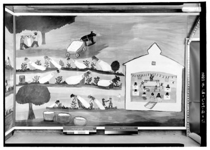 Clementine Hunter mural at African House - Cotton