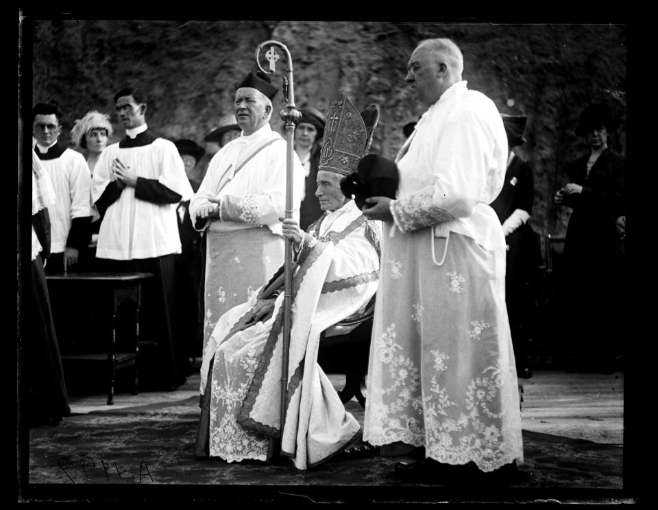 Clergymen at outdoor religious service LCCN2016863169