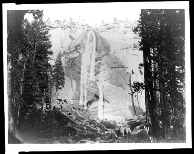 Cliff with trees and waterfall, Yosemite National Park, Calif. LCCN95514078
