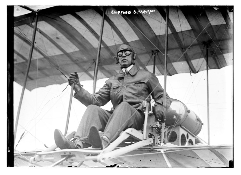Clifford B. Harmon. Seated in airplane. LCCN2014688184