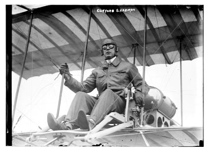Clifford B. Harmon. Seated in airplane. LCCN2014688184