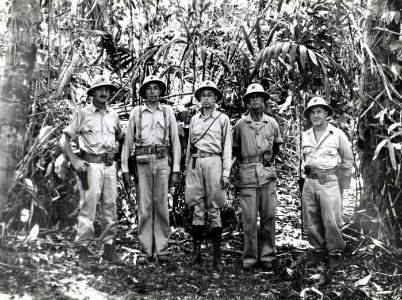 Clifton B. Cates and battalion commanders, 1st Marine Regiment on Guadalcanal, 1942