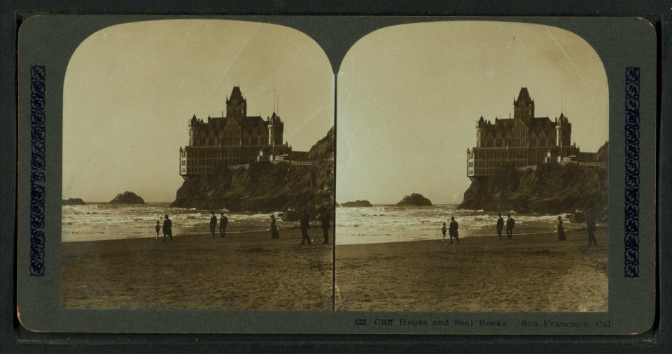 Cliff House and Seal Rocks, San Francisco, Cal, from Robert N. Dennis collection of stereoscopic views