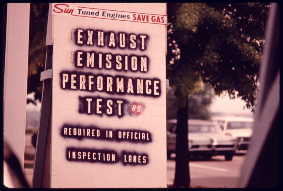 Closeup of a Sign at One of Several Service Stations That Advertise Tuneups to Pass Emission and Safety Tests...08-1975 (4265800263)