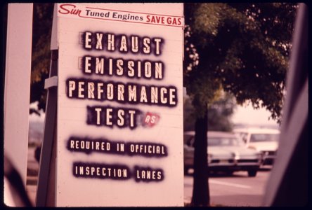 Closeup of a Sign at One of Several Service Stations That Advertise Tuneups to Pass Emission and Safety Tests...08-1975 (4265800263)