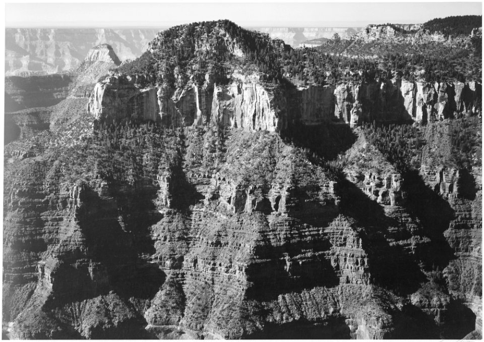 Close-in view taken from opposite of cliff formation, high horizon, Grand Canyon National Park, Arizona., 1933 - 1942 - NARA - 519899