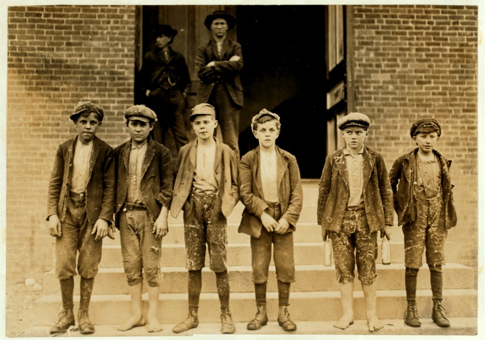 Closing hour, Loray Mill, Gastonia, N.C. One of the smallest boys said he had been in mill 2 or 3 years (and is 12 years old). LOC cph.3b15649