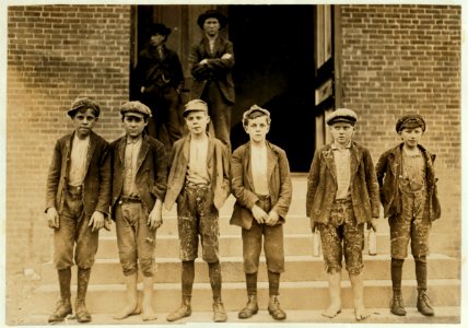 Closing hour, Loray Mill, Gastonia, N.C. One of the smallest boys said he had been in mill 2 or 3 years (and is 12 years old). LOC cph.3b15649