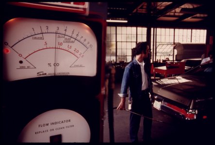 Closeup of an Exhaust Analyzer Used at an Auto Emission Inspection Station in Downtown Cincinnati, Ohio...09-1975 (4265789175)