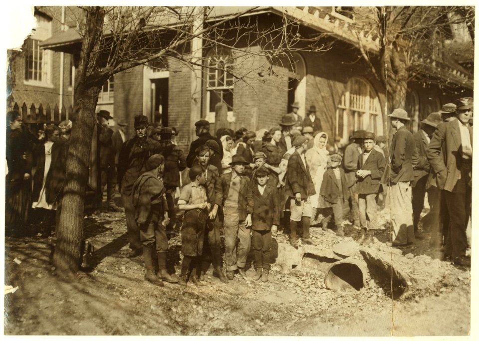 Closing hour, Saturday noon, at Dallas Mill. Every child in photos, so far as I was able to ascertain, works in the mill. When I questioned some of the youngest boys as to their ages, they LOC nclc.01911