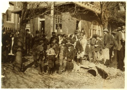 Closing hour, Saturday noon, at Dallas Mill. Every child in photos, so far as I was able to ascertain, works in the mill. When I questioned some of the youngest boys as to their ages, they LOC nclc.01911