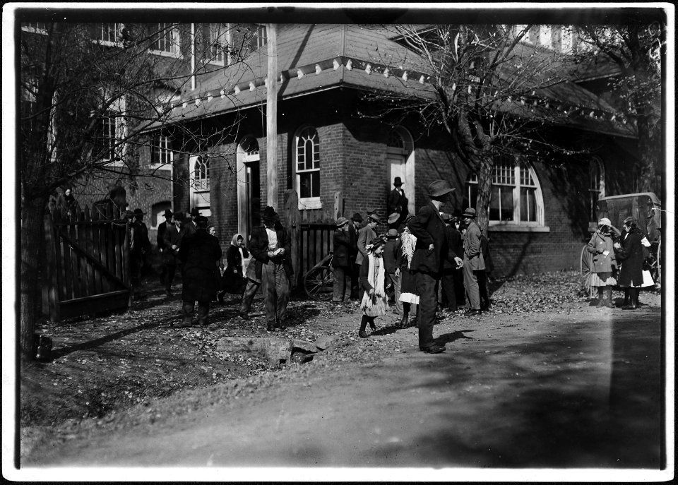 Closing hour, Saturday noon, at Dallas Mill. Every child in photo, so far as I was able to ascertain, works in that... - NARA - 523351