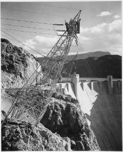 Close-Up Photograph of Boulder Dam Transmission Lines on Side of Cliff, ca. 1941 - NARA - 519850 photo