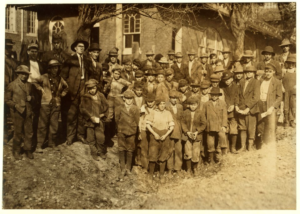 Closing hour, Saturday noon, at Dallas Mill. Every child in photos, so far as I was able to ascertain, works in that mill. When I questioned some of the youngest boys as to their ages, they LOC nclc.01913