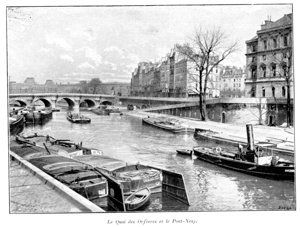 Clément Maurice Paris en plein air, BUC, 1897,015 Le Quai des Orfèvres et le Pont-Neuf