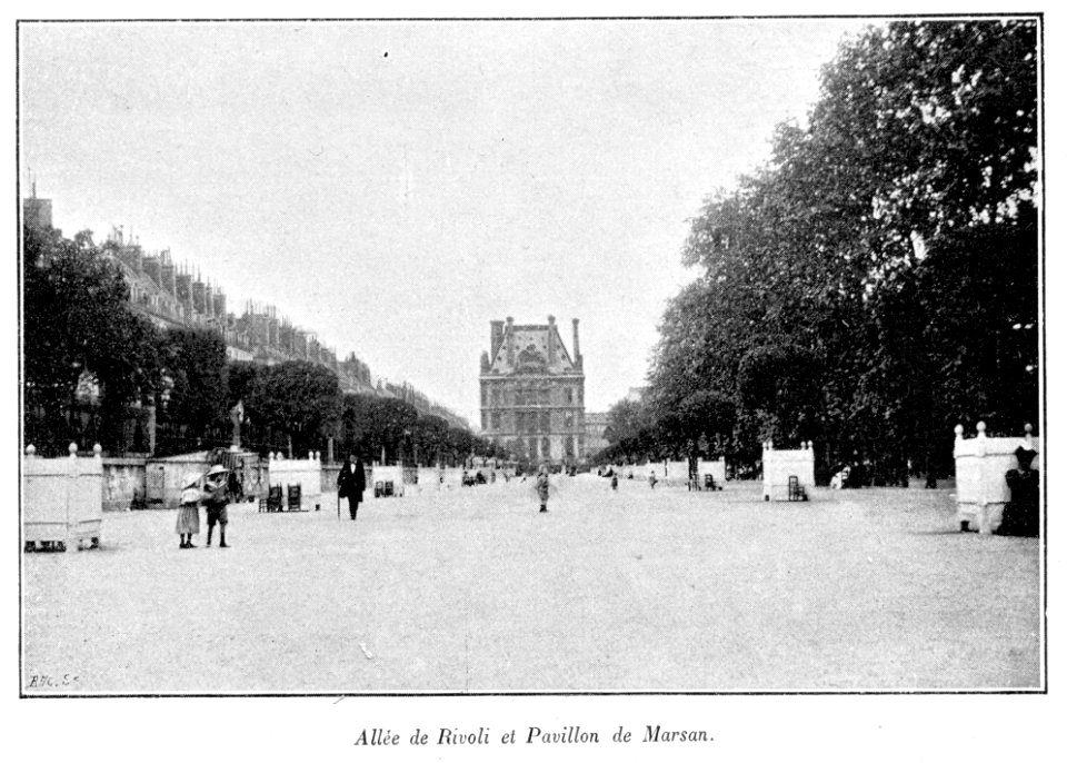 Clément Maurice Paris en plein air, BUC, 1897,055 Allée de Rivoli et Pavillon de Marsan
