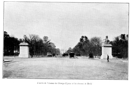 Clément Maurice Paris en plein air, BUC, 1897,066 L'entrée de l'Avenue des Champs-Élysées et les chevaux de Marly