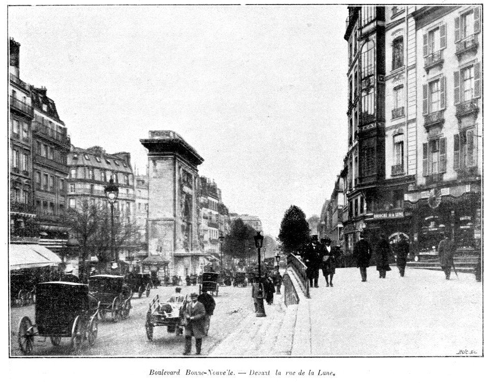 Clément Maurice Paris en plein air, BUC, 1897,146 Boulevard Bonne-Nouvelle. Devant la rue de la Lune