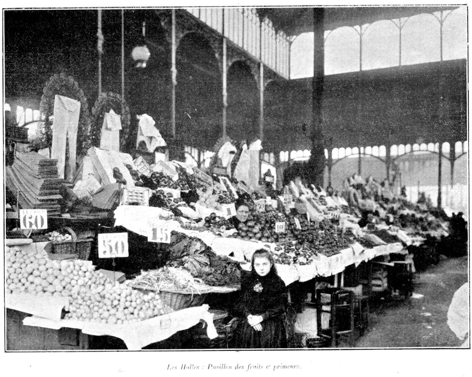 Clément Maurice Paris en plein air, BUC, 1897,184 Les halles, Pavillon des fruits et orimeurs