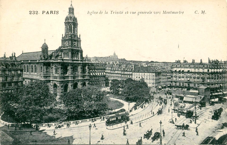 CM 232 - PARIS - L'Eglise de la Trinité et vue générale vers Montmartre