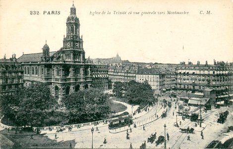 CM 232 - PARIS - L'Eglise de la Trinité et vue générale vers Montmartre