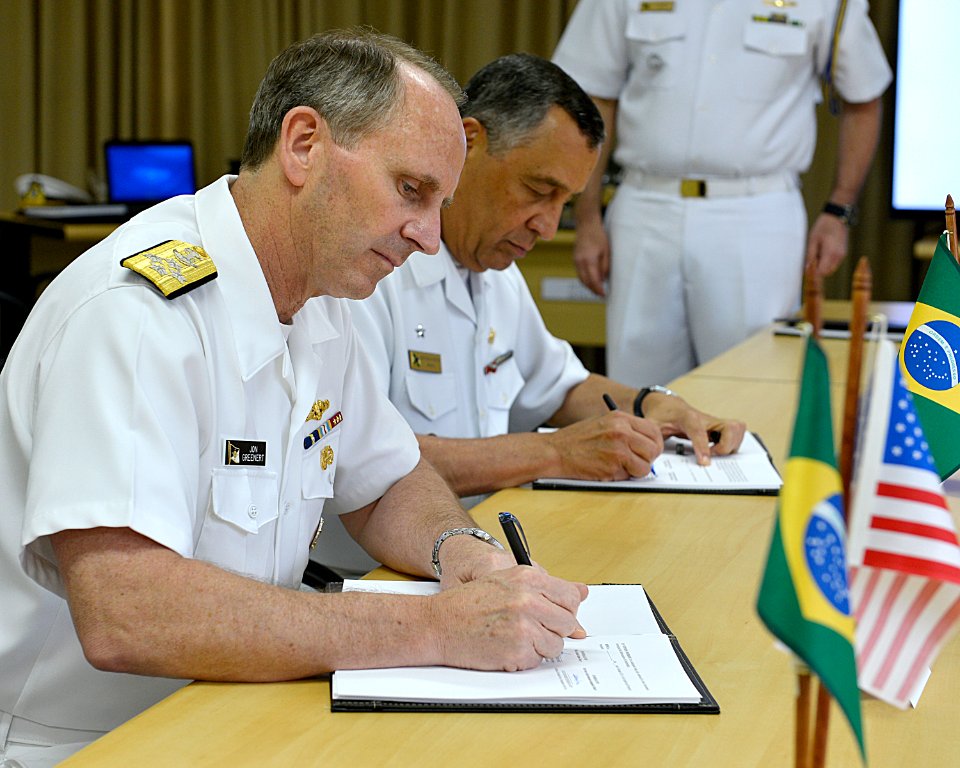 CNO Adm. Greenert signs an agreement with Brazil. (8408579708)