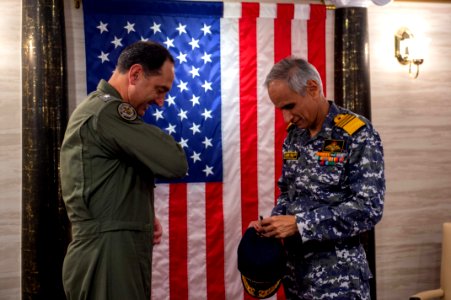 CNO, Indian Chief of Naval Staff Visit USS Carl Vinson (CVN 70) as part of MALABAR 21 211014-N-MD461-1282
