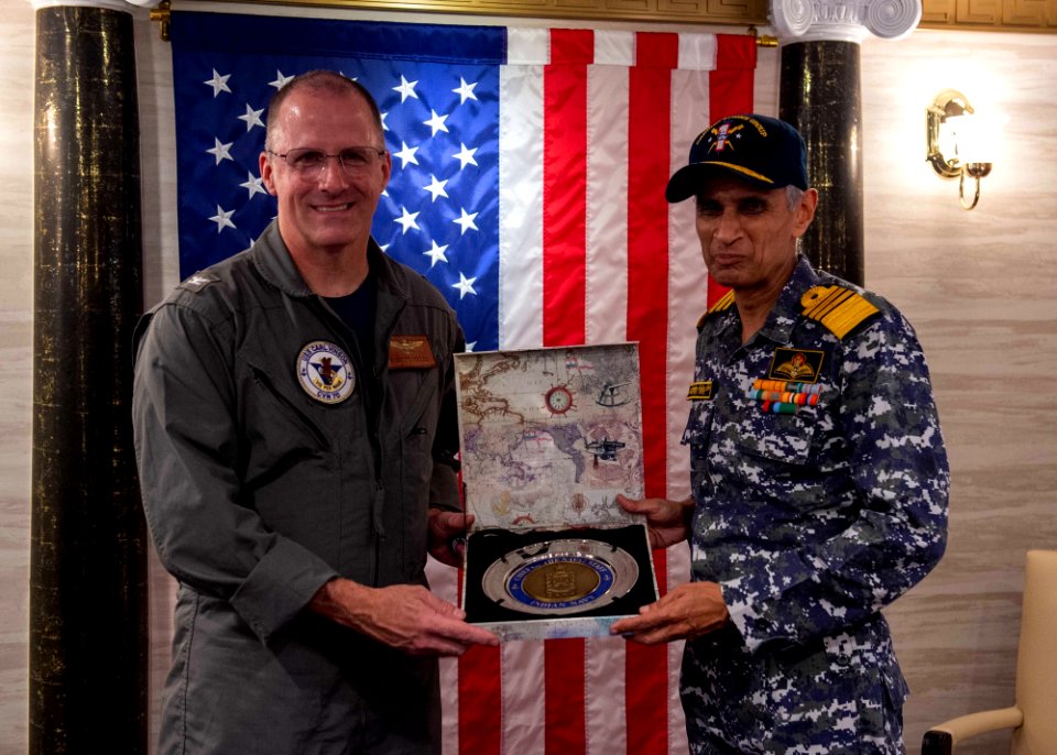 CNO, Indian Chief of Naval Staff Visit USS Carl Vinson (CVN 70) as part of MALABAR 21 211014-N-MD461-1278