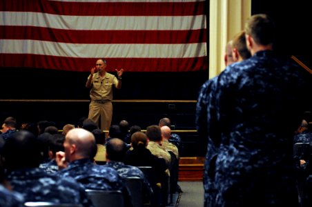 CNP speaks at Naval Station Norfolk. (8573733905)