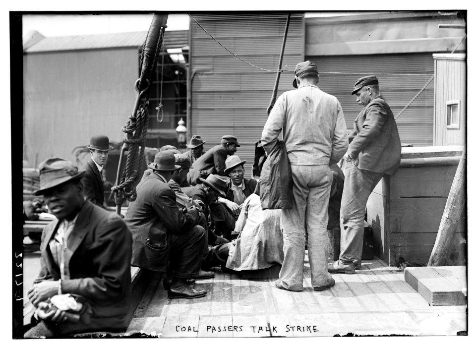 Coal Passers Talk Strike (group on ship's deck) LCCN2014689346