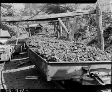 Coal cars moving from mine to tipple. Mullens Smokeless Coal Company, Mullens Mine, Harmco, Wyoming County, West... - NARA - 540955