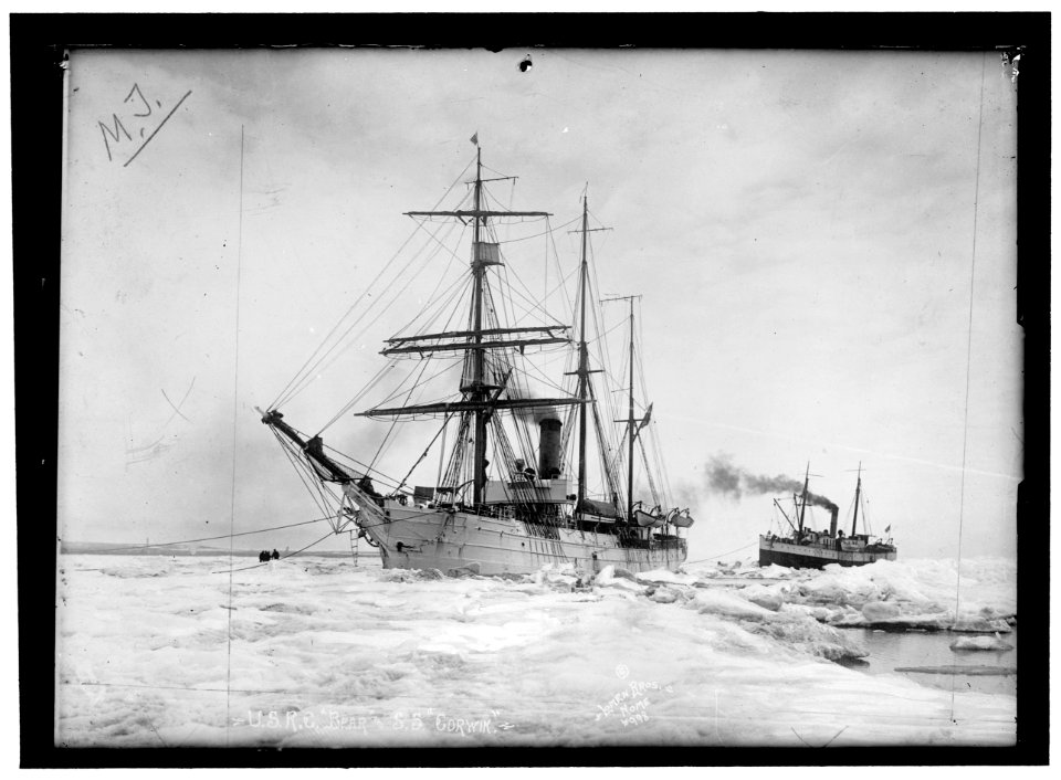 COAST GUARD BUREAU OF TREASURY DEPARTMENT. REVENUE CUTTER 'BEAR', RIGHT, WITH S.S. CORWIN LCCN2016866788