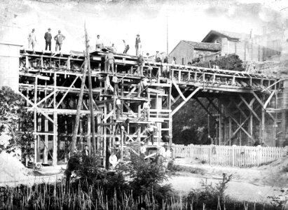 Biblioteca Federiciana, Abele Cerasoli, Fano, Costruzione del cavalcavia Cristoforo Colombo, 1924, gelatina a sviluppo
