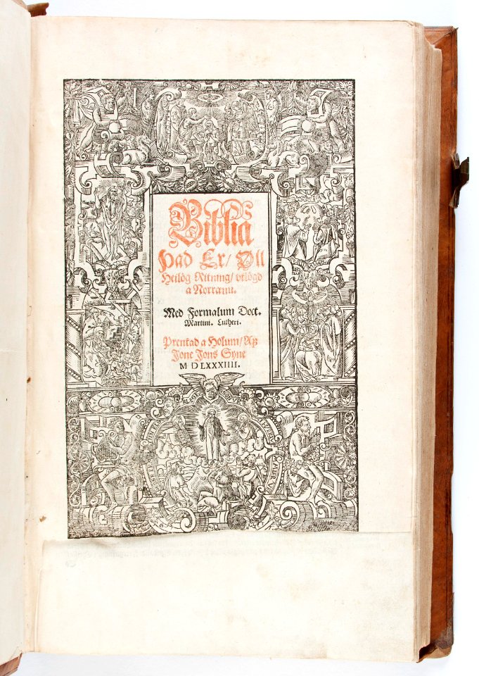 Bibel på Isländska från 1584 med graverat titelblad - Skoklosters slott - 93183