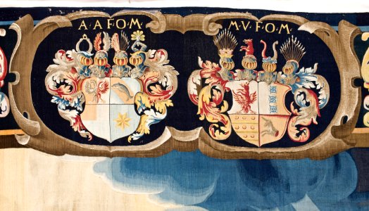 Bibliska historien. Bebådelsen. Efter konservering. Beställarens vapen - Skoklosters slott - 87034