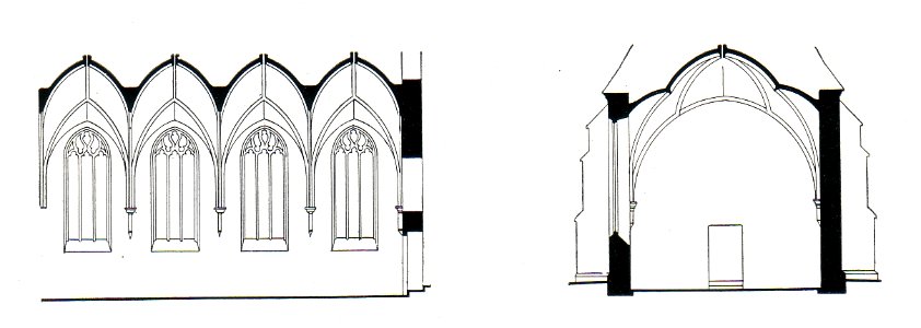 Bielefeld Süsterkirche Längs- und Querschnitt 1906