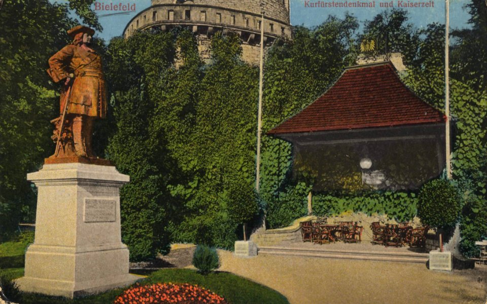 Bielefeld, Nordrhein-Westfalen - Kurfürstendenkmal und Kaiserzelt (Zeno Ansichtskarten)