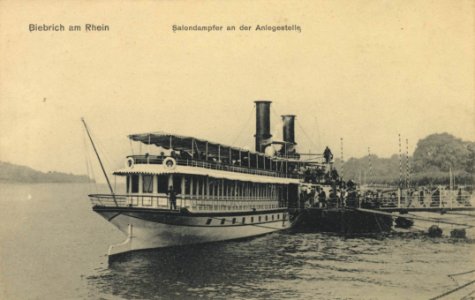 Biebrich (Rhein), Rheinland-Pfalz - Salondampfer an der Anlegestelle (Zeno Ansichtskarten)