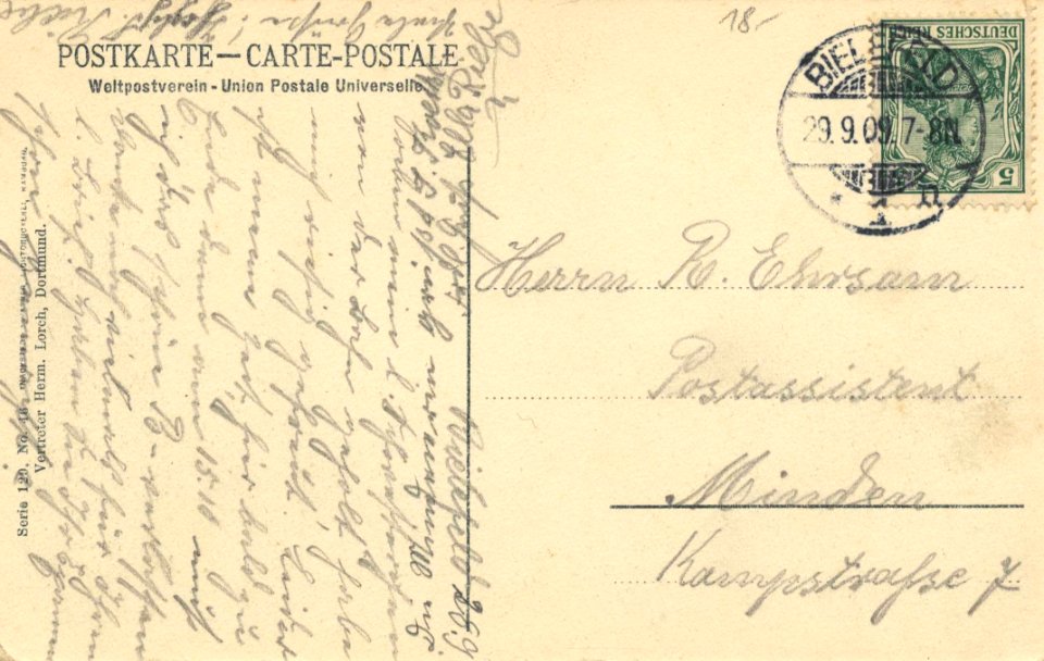 Bielefeld, Nordrhein-Westfalen - Postamt (back) (Zeno Ansichtskarten)