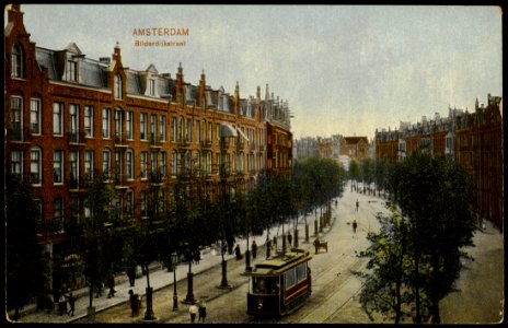 Bilderdijkstraat gezien richting Kinkerstraat. Uitgave Dr. Trenkler Co. Leipzig, Afb PRKBB00502000002